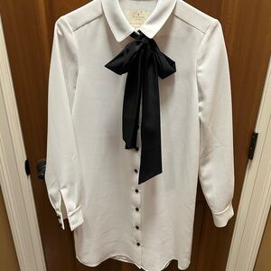 Kate Spade Ivory Shirt Dress with Black Accent
